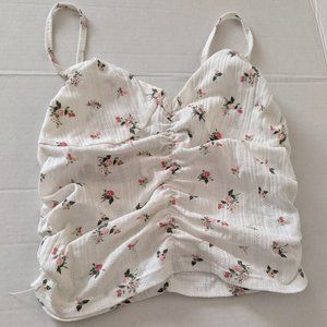 Forever 21 Floral Print Ruched Crop Top